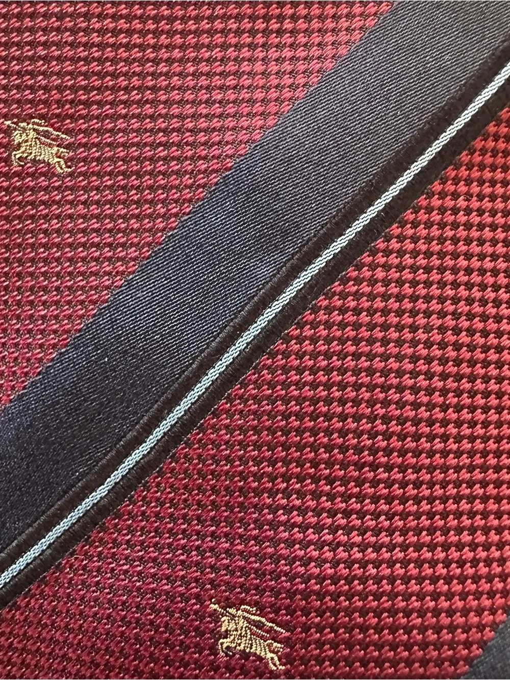 Burberry Burgundy and Navy Striped Silk Tie